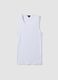White fitted ribbed stretch-cotton tank top_0