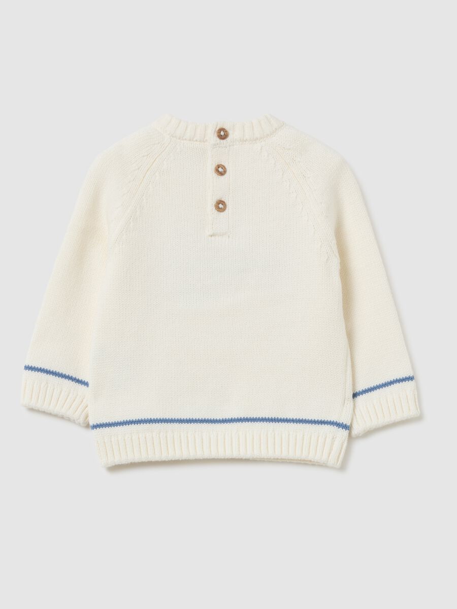 Maglione da bambino in puro cotone bianco regular fit_1