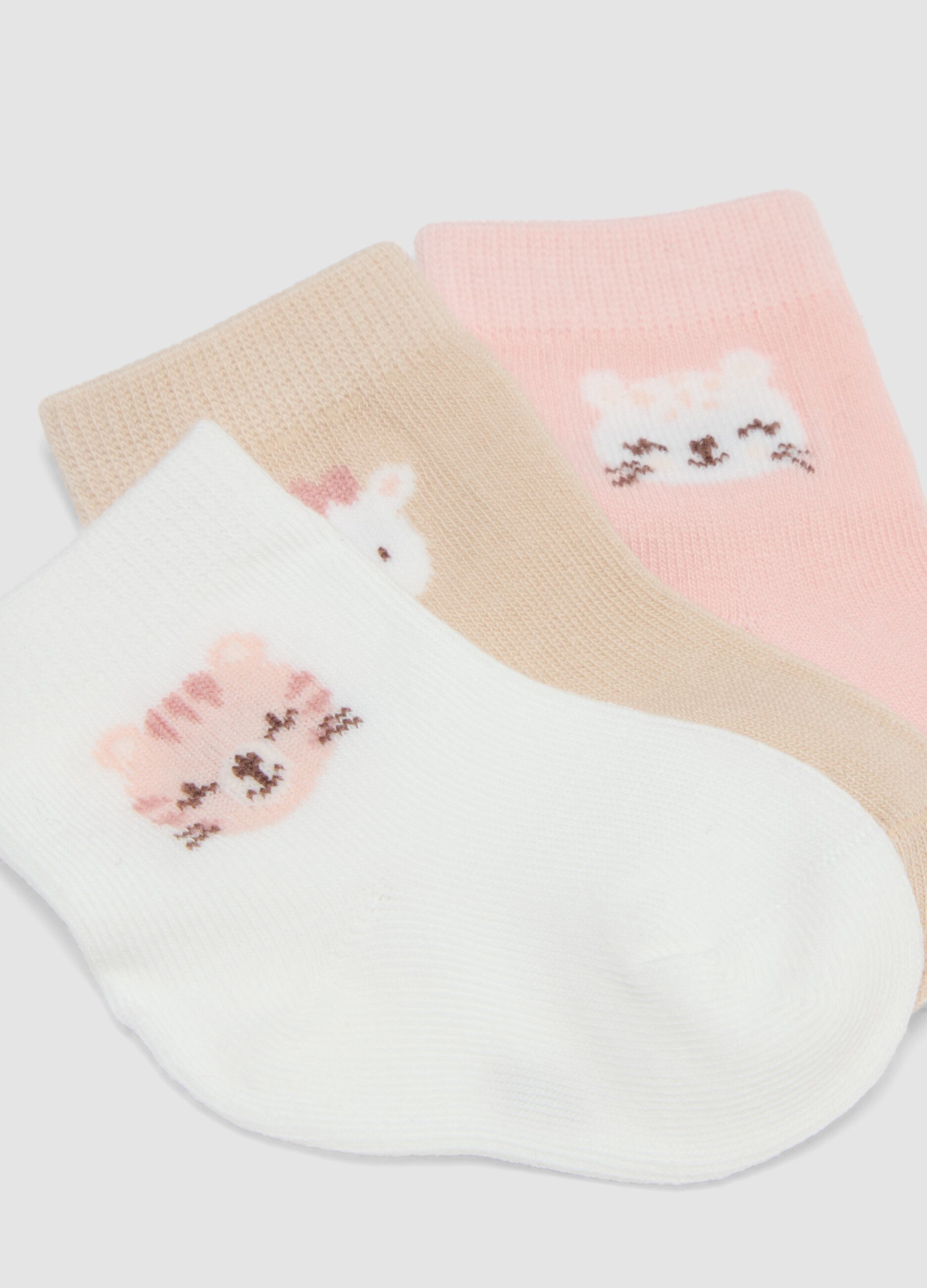Multipack of five multicolour short socks in stretch organic cotton