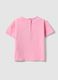 Pink stretchy cotton girl's T-shirt with rainbow embroidery_1