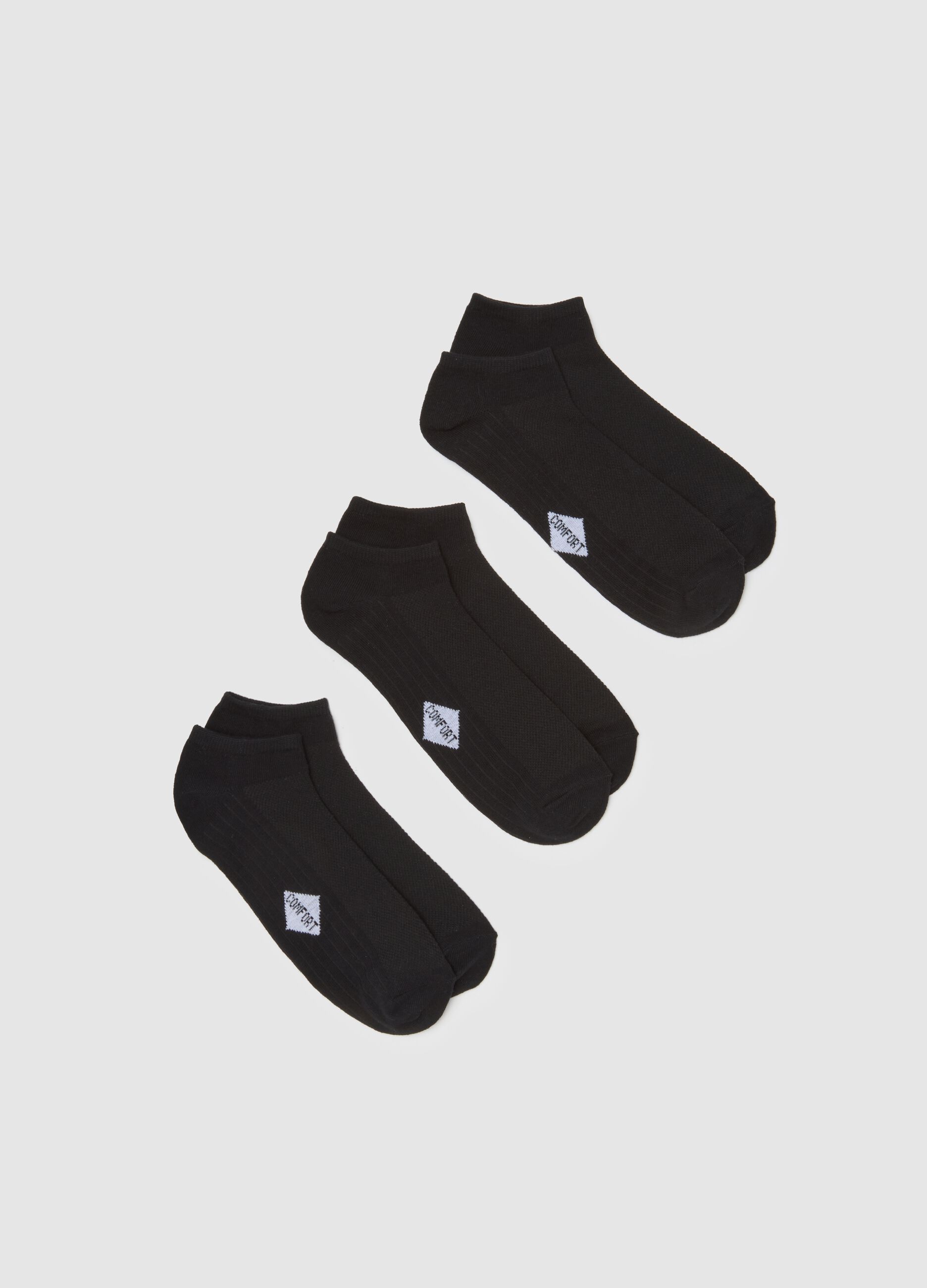 Set of short black cotton blend socks