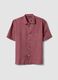 Regular fit pink short sleeve pure linen shirt with pocket_5