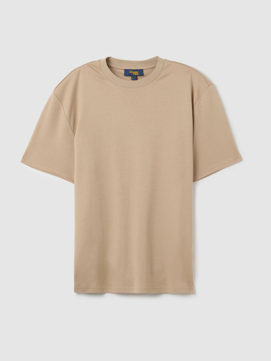 Beige Pure Cotton Relaxed Fit T-Shirt_0