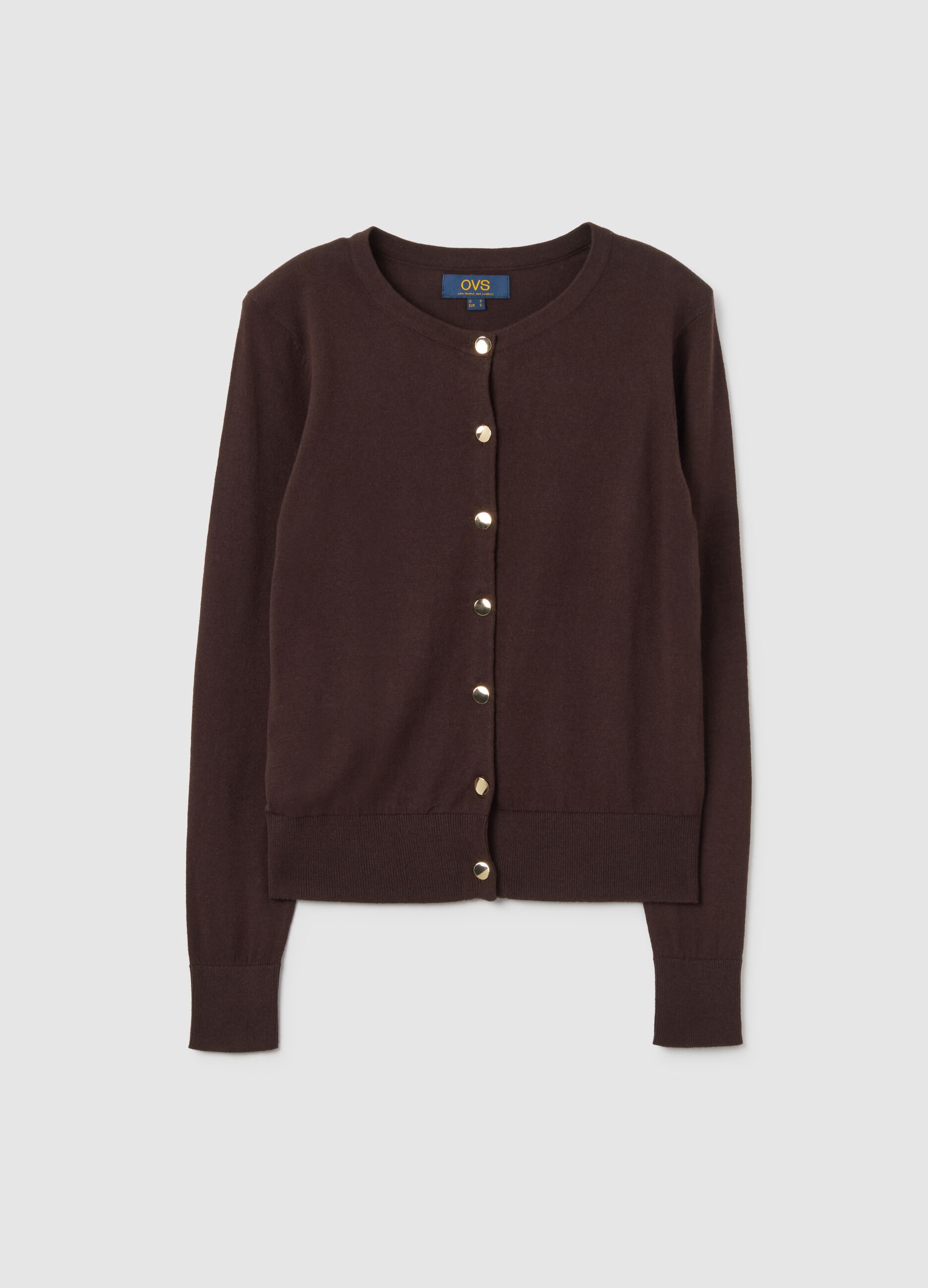 Cardigan in puro cotone marrone regular fit