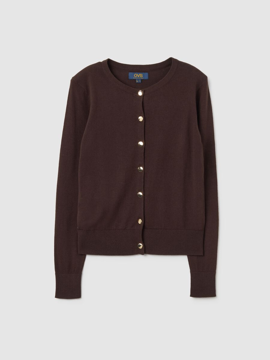 Cardigan in puro cotone marrone regular fit_4