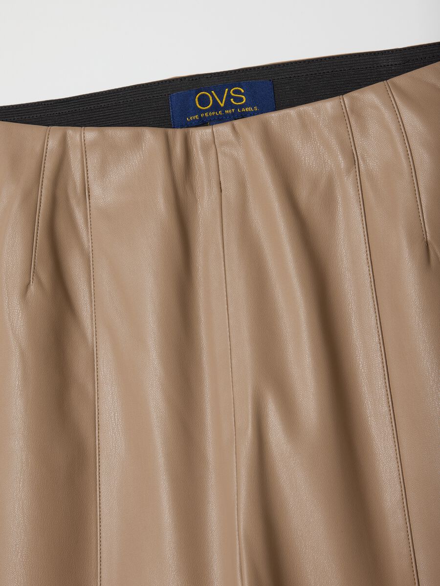 Beige faux leather slim fit leggings_5