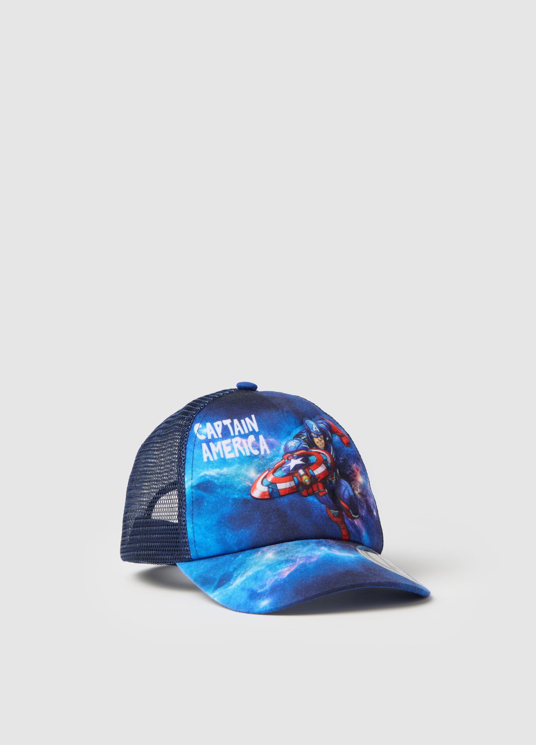 Child's Blue Hat with Captain America Print