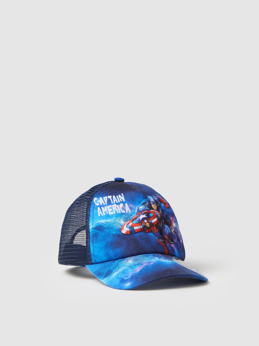 Child's Blue Hat with Captain America Print_0