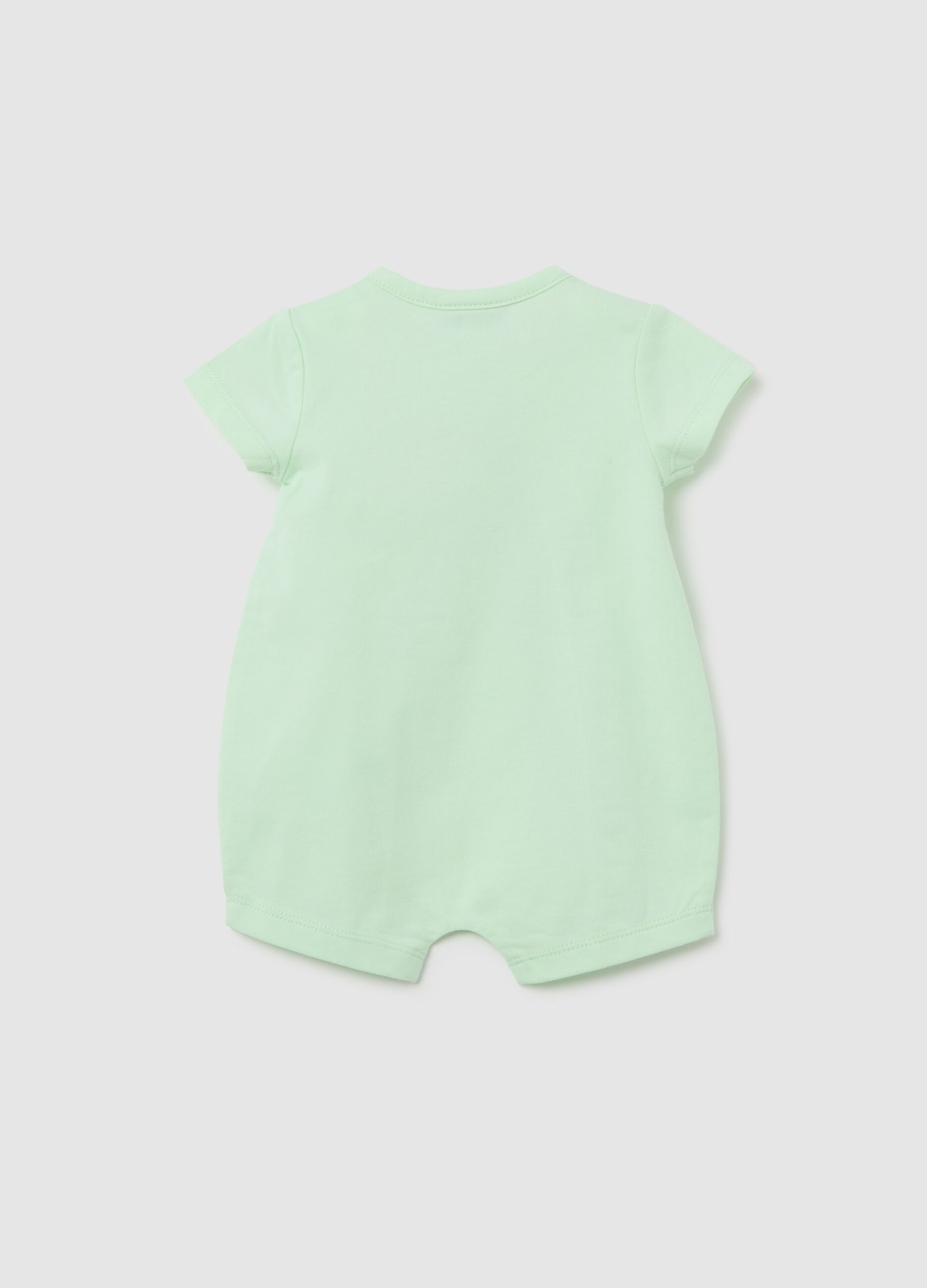Tutina corta verde con stampa ippopotamo
