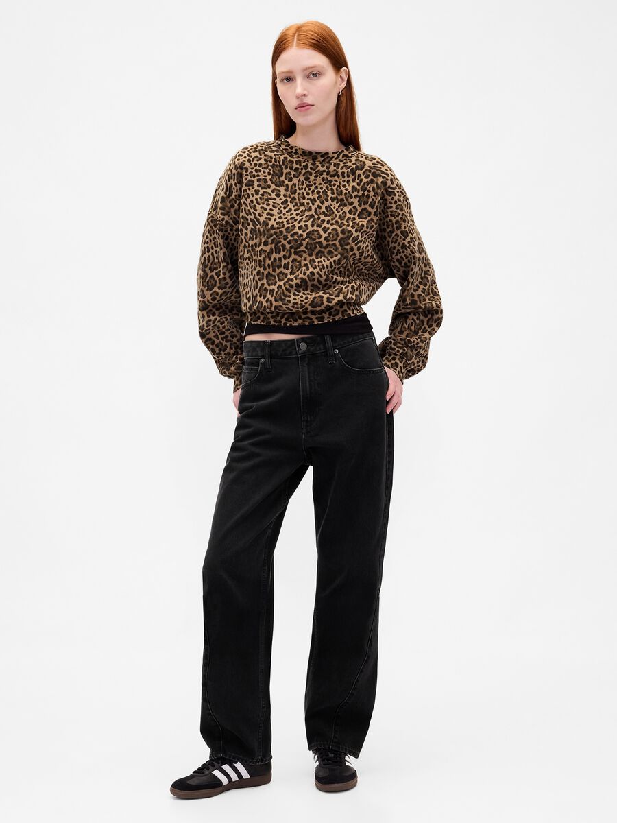 Felpa marrone leopardata a girocollo_2