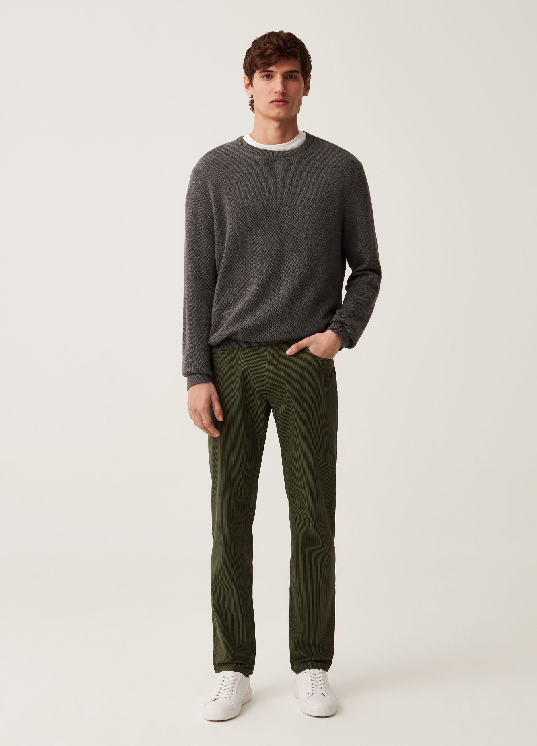 Ovs Pantaloni in popeline a righe sottili