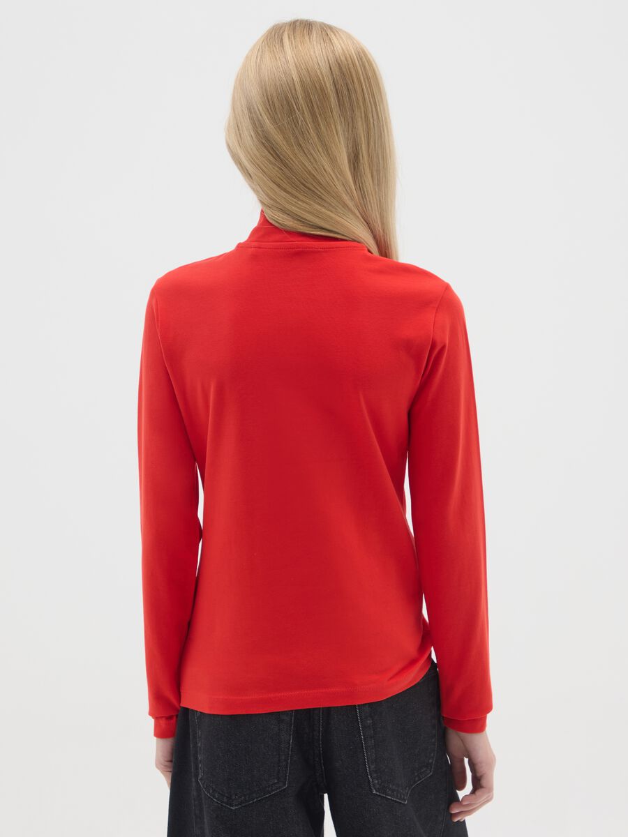 Regular fit elasticated cotton red girls' top_1