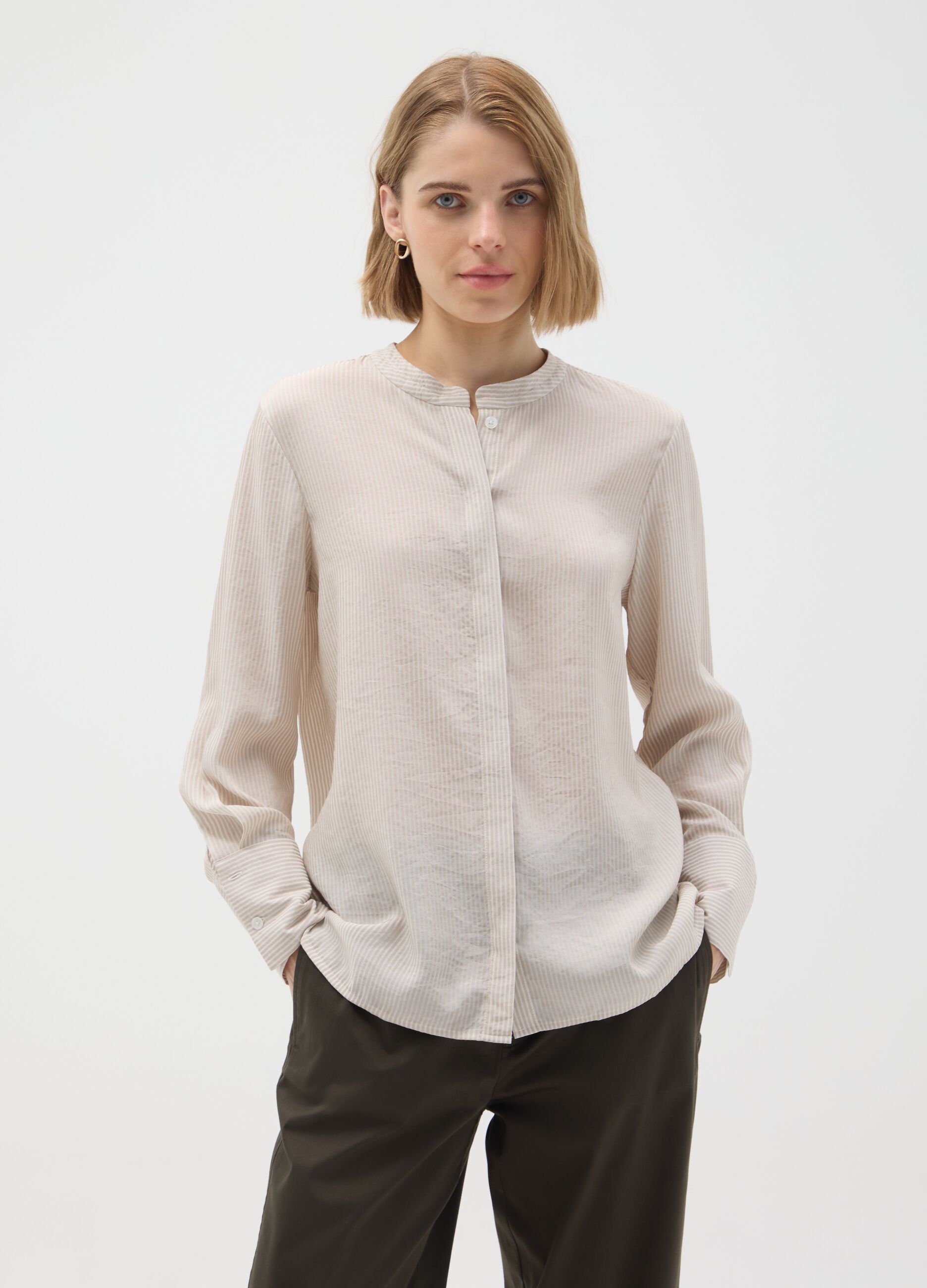 Multicolour regular fit viscose blend shirt