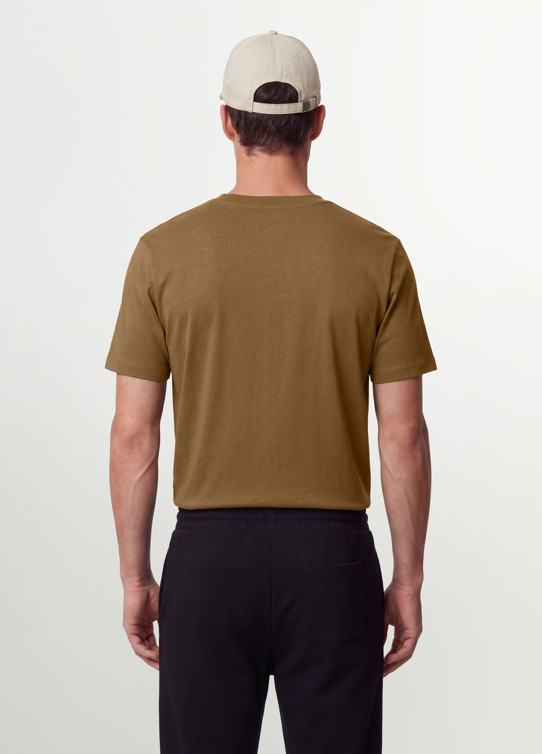 Brown pure organic cotton jersey T-shirt, regular fit