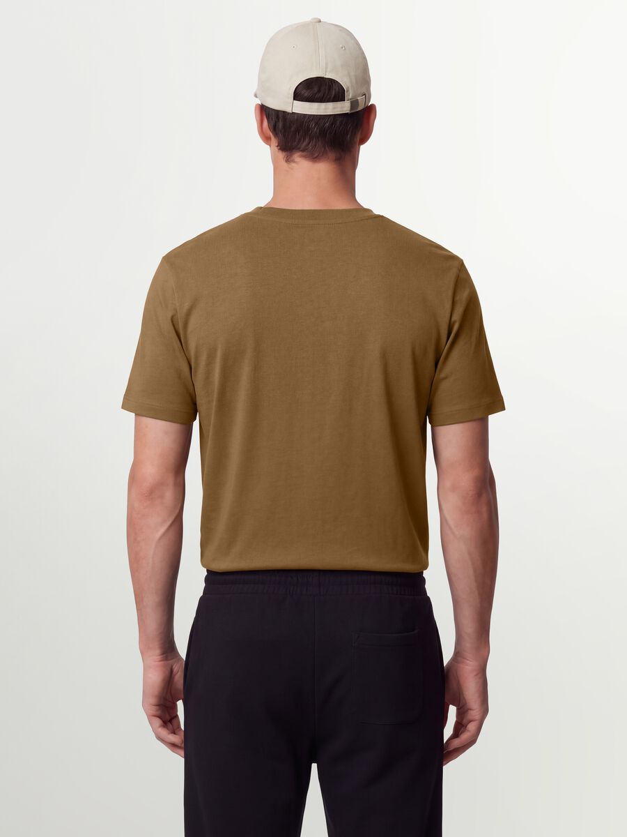 T-shirt marrone in puro cotone organico jersey regular fit_3