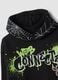 Black cotton-blend hooded sweatshirt with graffiti print, regular fit_2