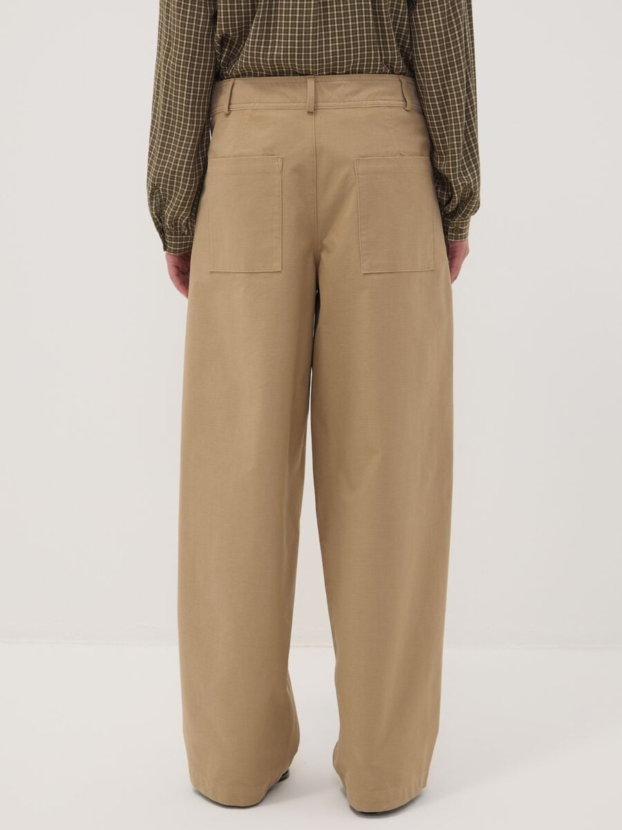 The Iconic Pants beige stretch cotton-blend barrel-fit trousers_2