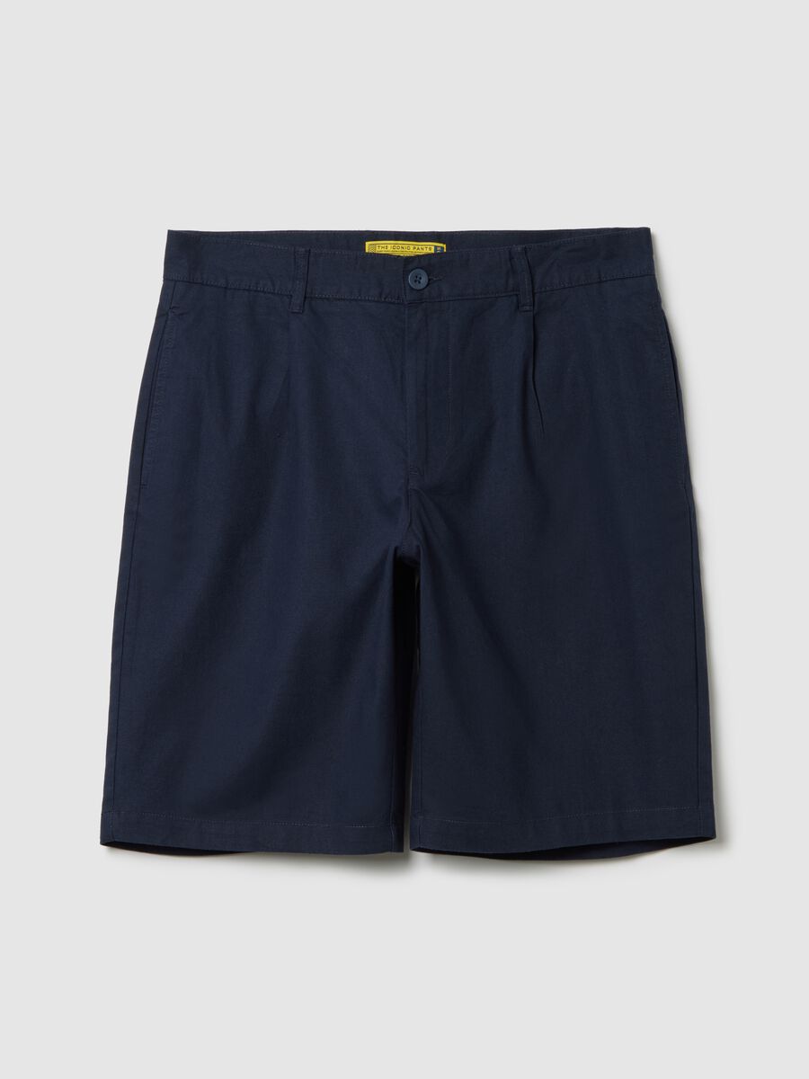 Men's regular fit blue cotton blend shorts_0
