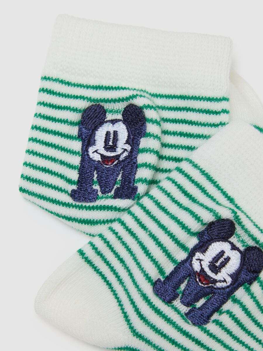 Newborn Multicolour Cotton Blend Socks Twin Pack with Mickey Embroidery_1