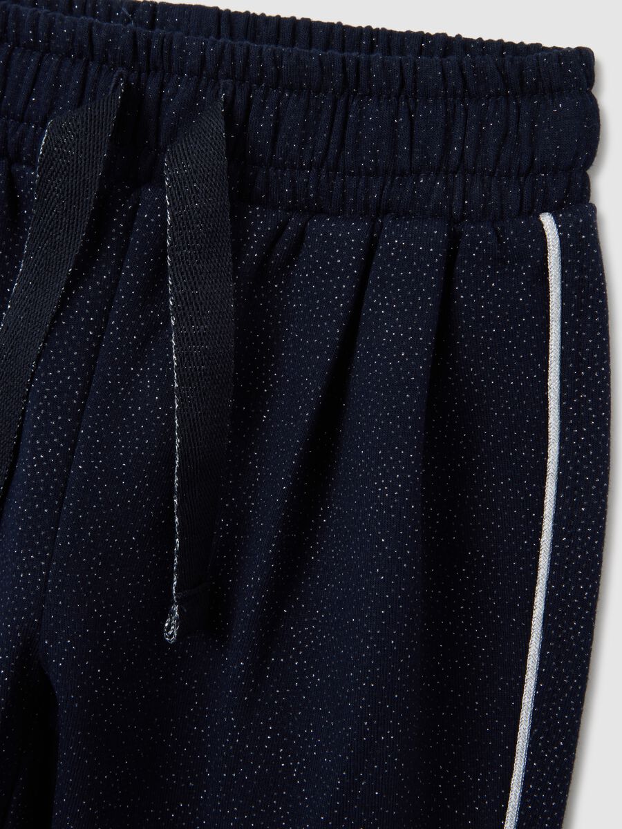 Pantaloni da bimba in cotone elasticizzato blu con glitter_2
