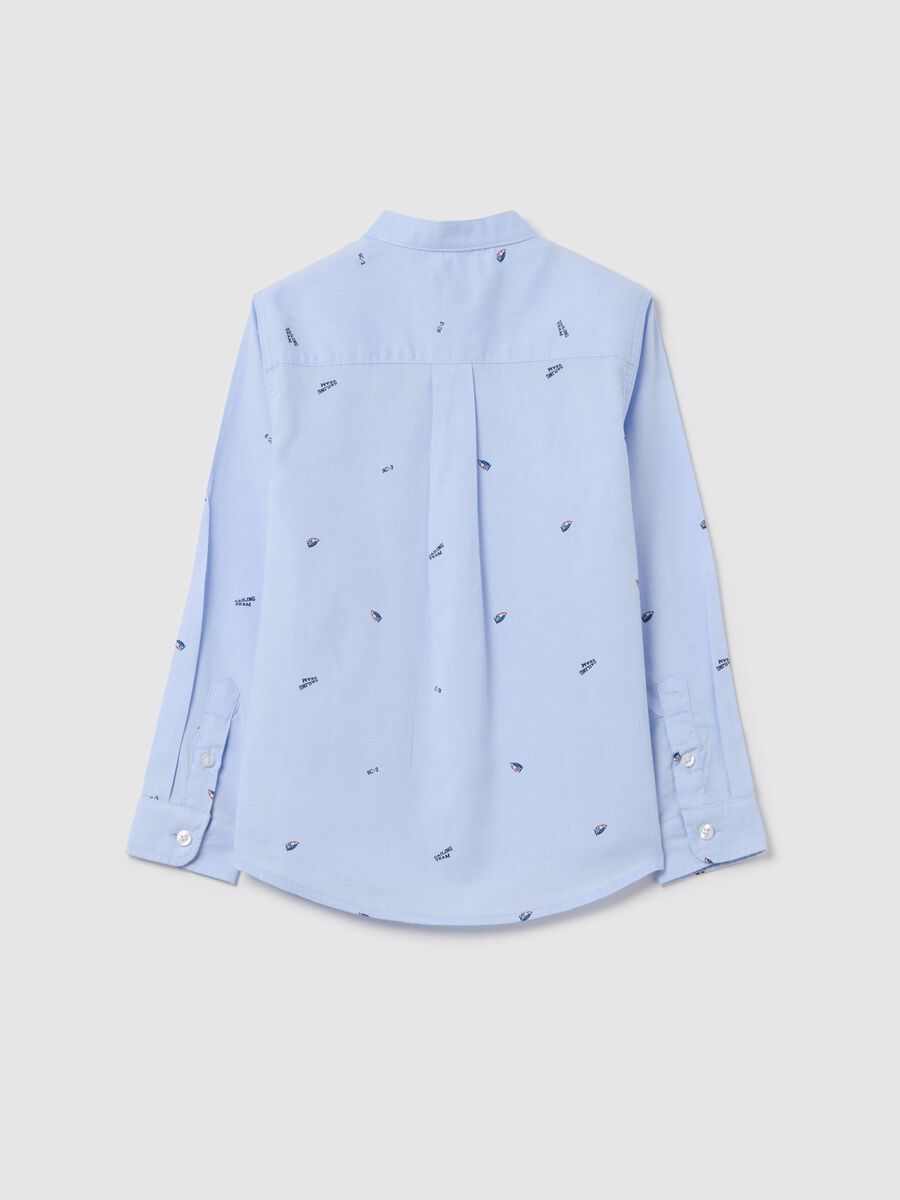Mandarin collar with sail boats print_1