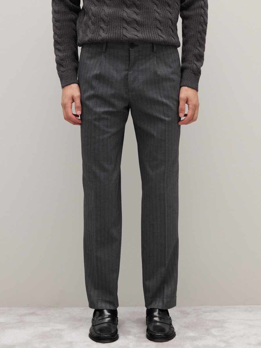 Pantaloni in misto cotone grigi slim fit_2