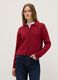 Red polo neck cardigan in pure cotton regular fit_0