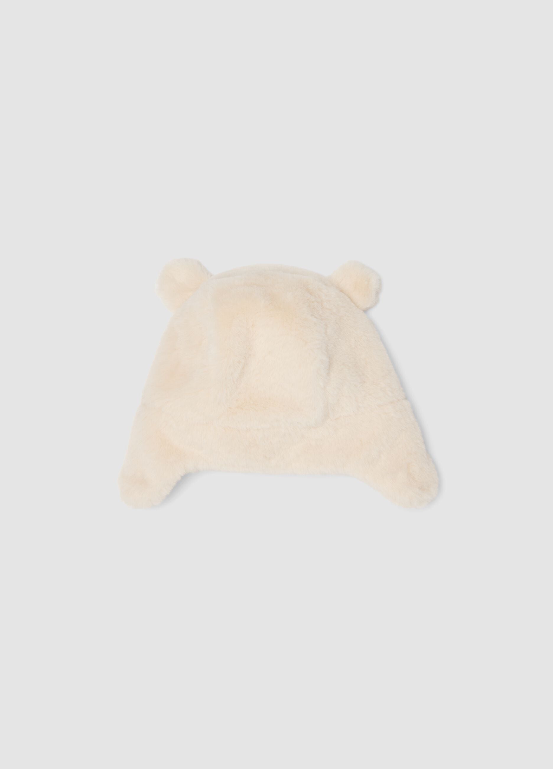 Cappello rosa cipria effetto peluche con orecchie