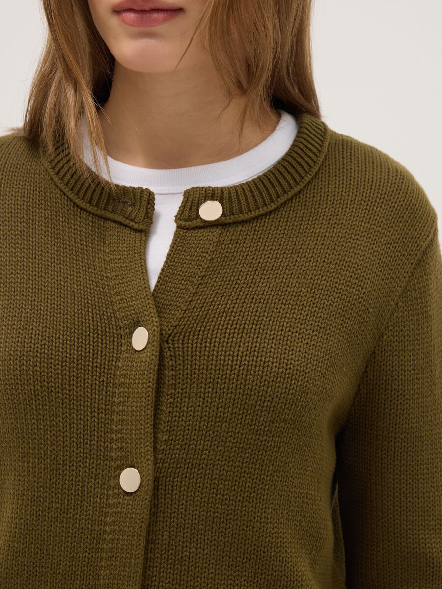 Green cardigan in pure cotton regular fit with buttons_3