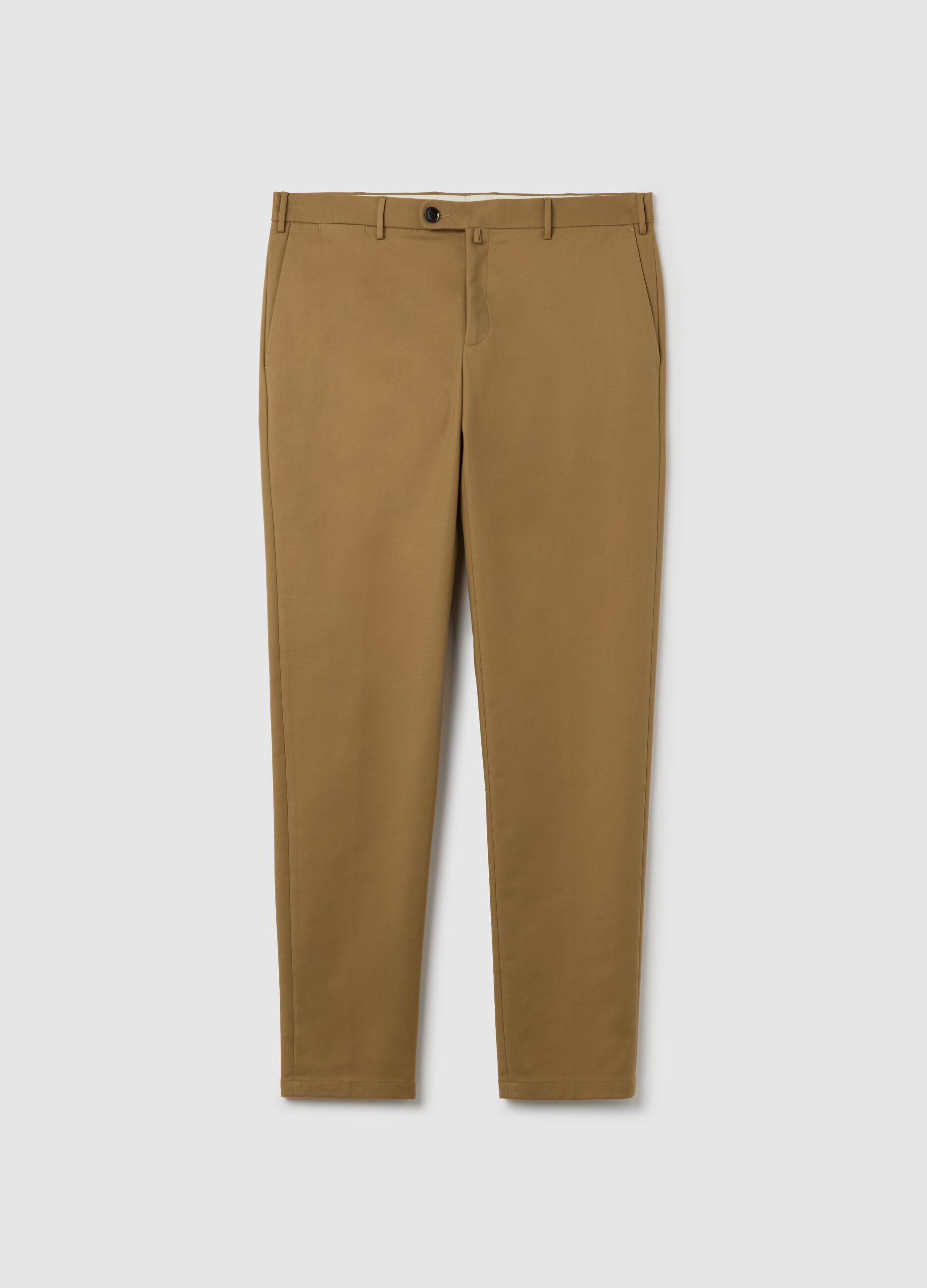 Beige slim-fit chino trousers