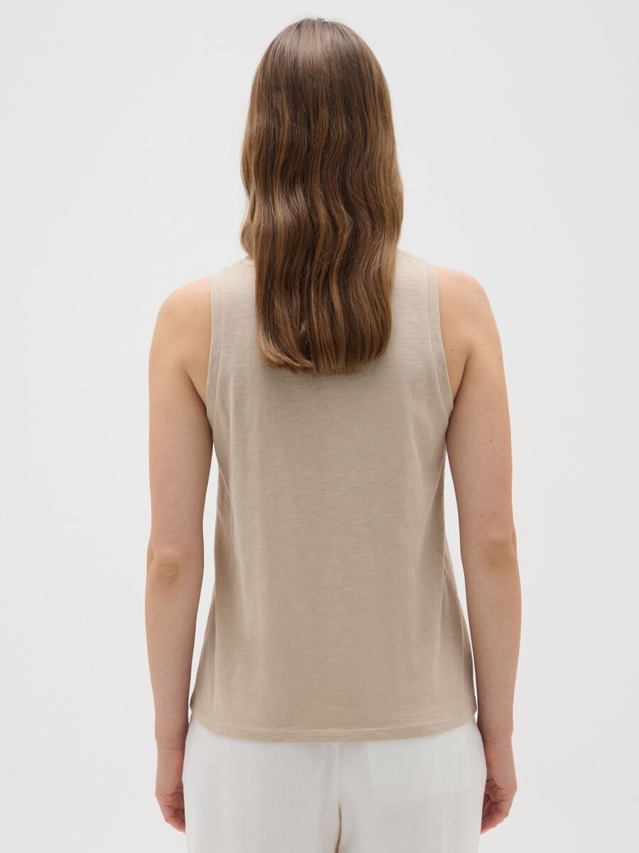 Women's Beige Pure Cotton Vest Regular Fit_2