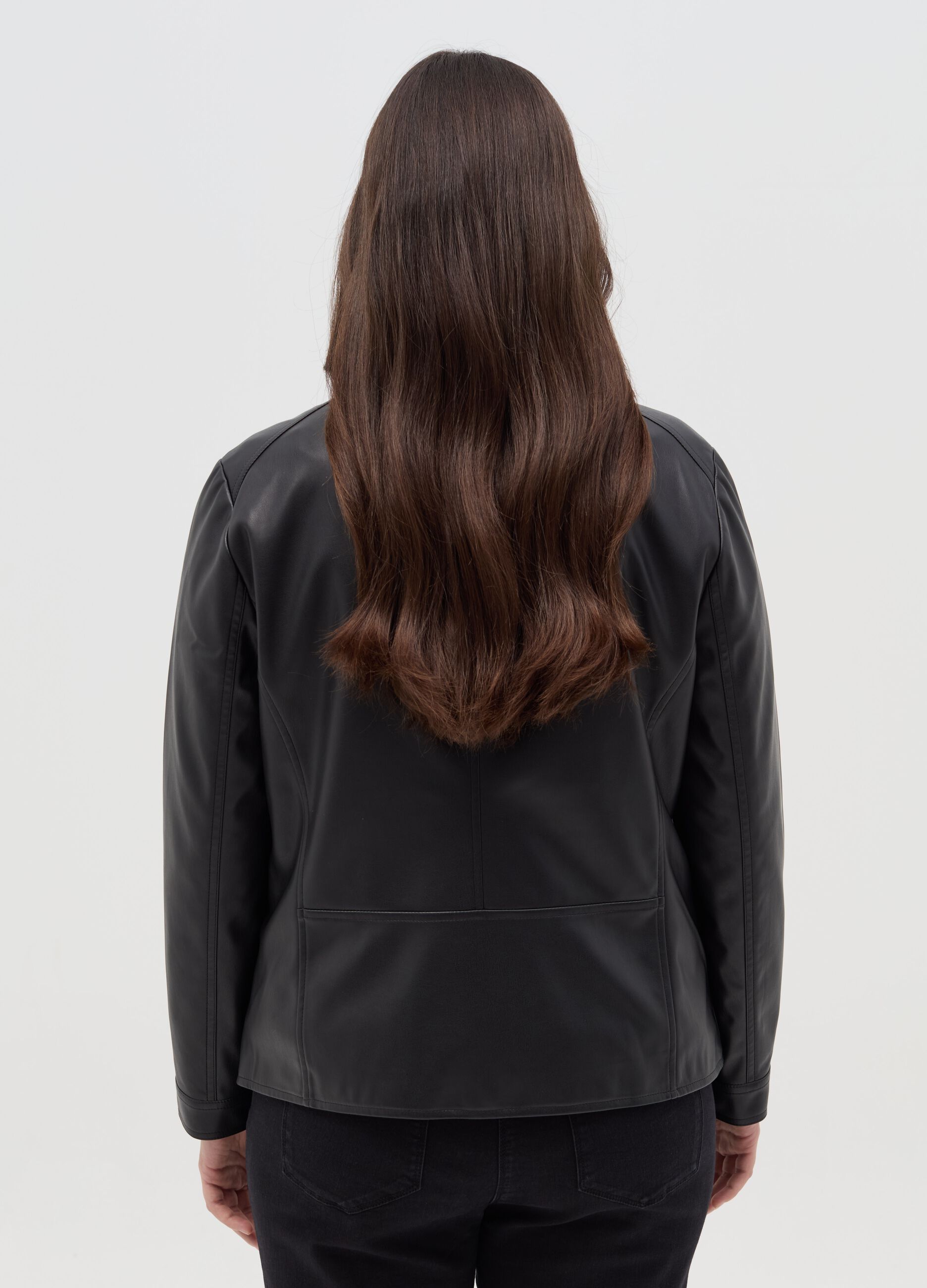 Curvy full-zip biker jacket