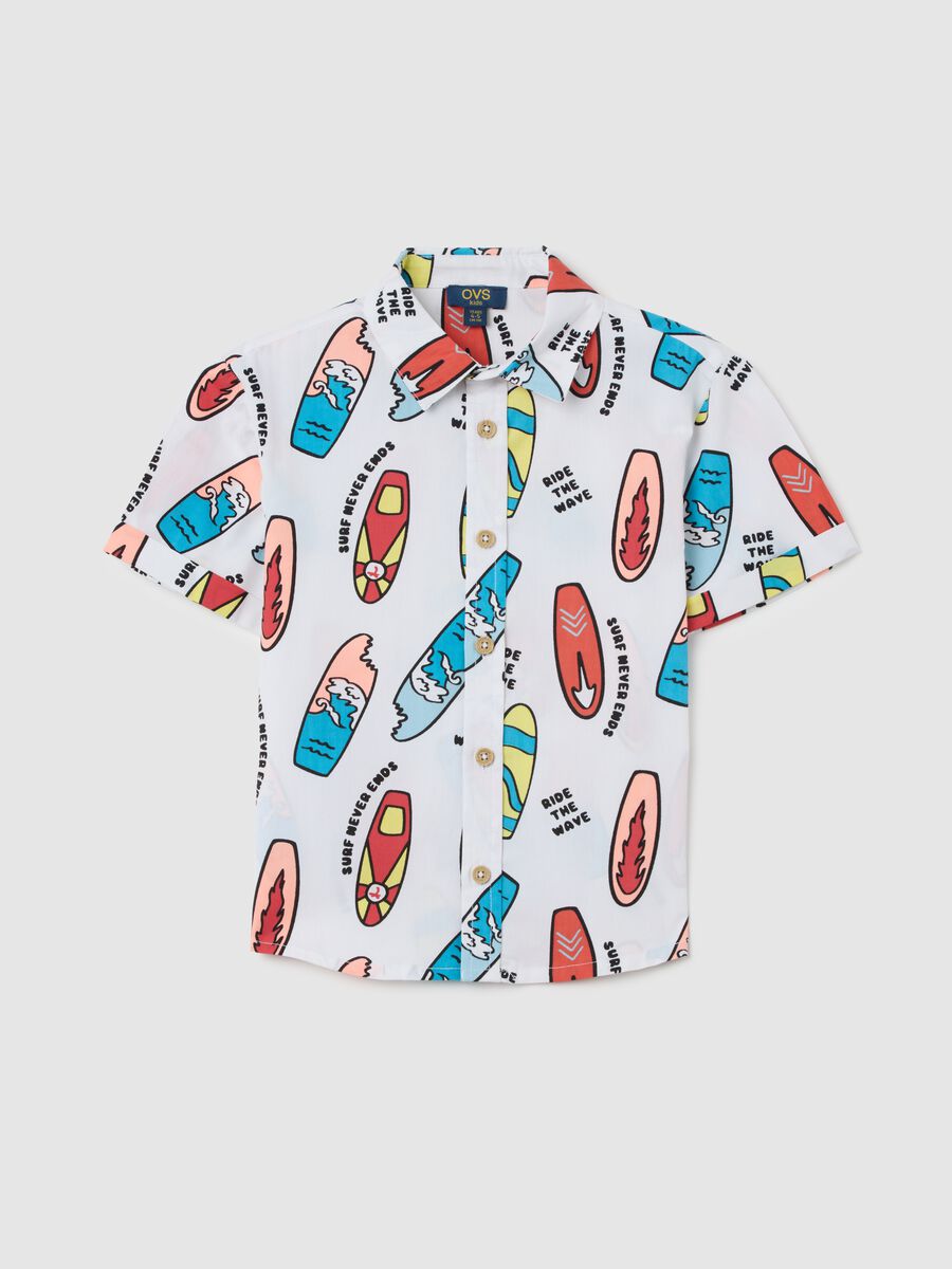 OVS Kids Oversized Surf Print Cotton Shirt for Boys_0