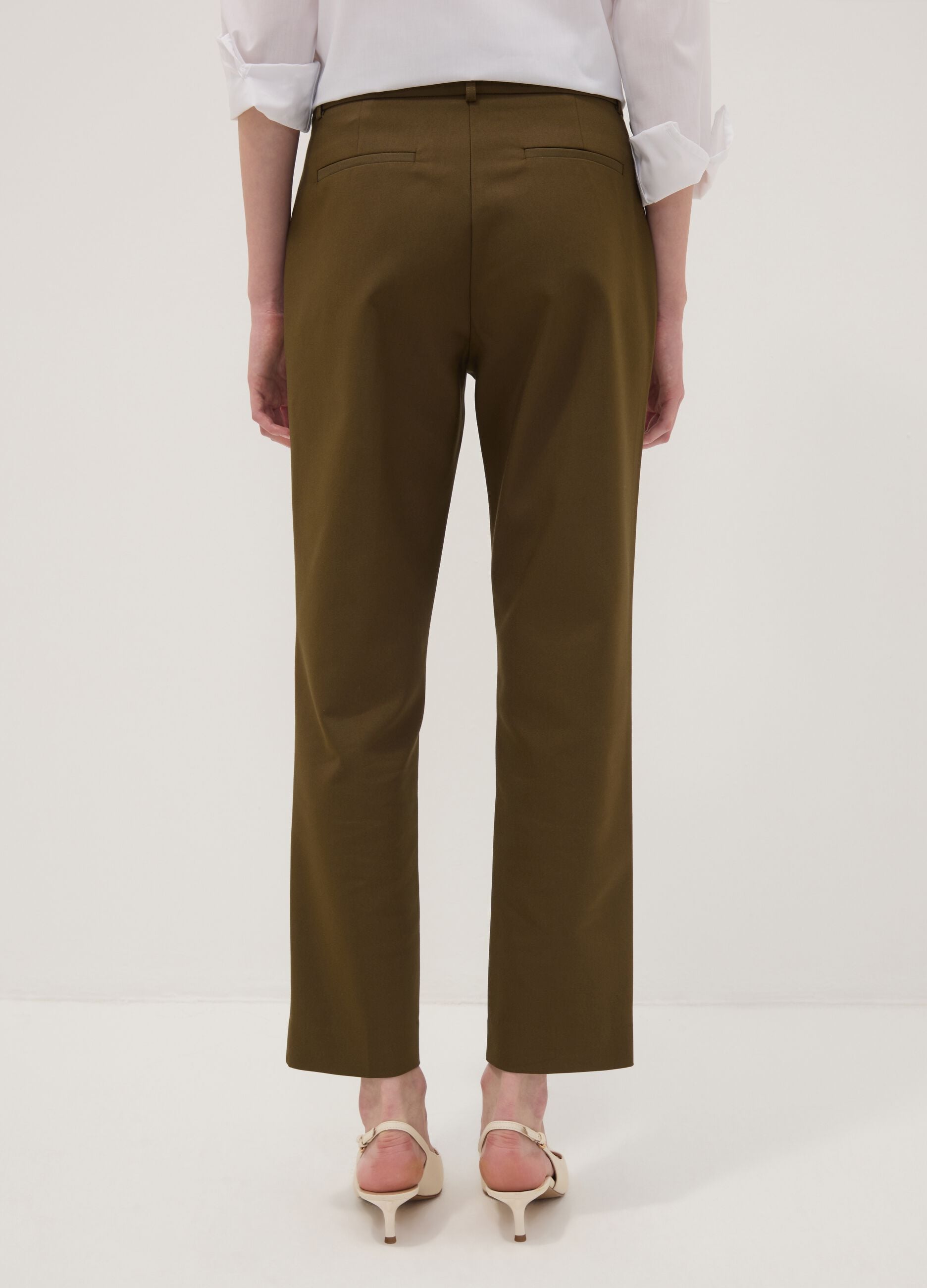 Pantaloni verdi in cotone elasticizzato slim