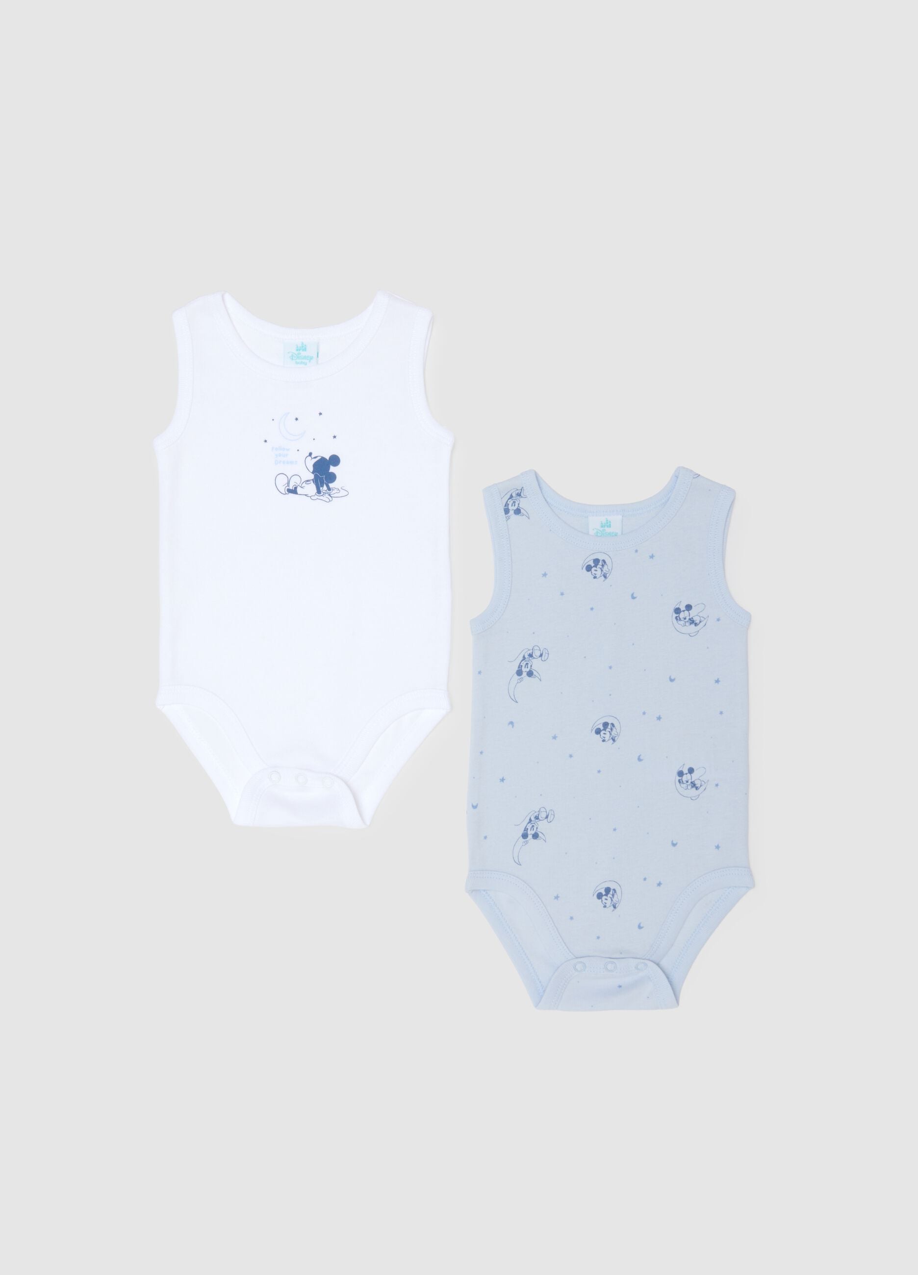 Bipack body in puro cotone multicolor da neonato con stampe Topolino