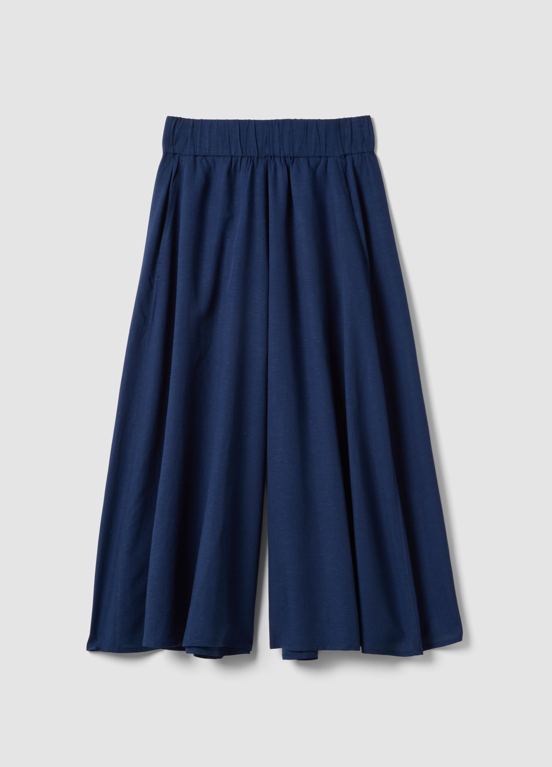 Multicoloured striped skirt in a viscose-linen blend