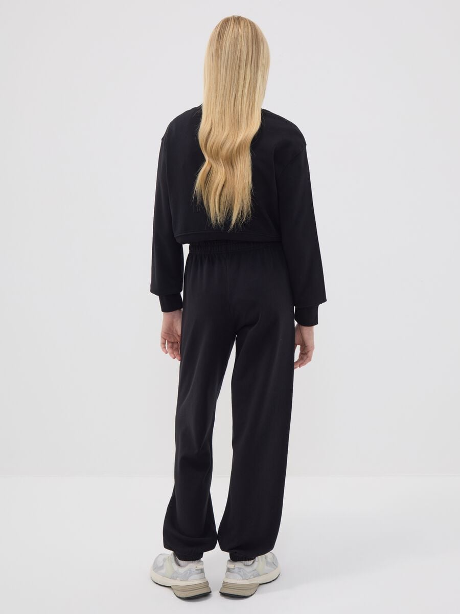 Pantaloni jogger neri in misto cotone organico e viscosa per ragazza_2