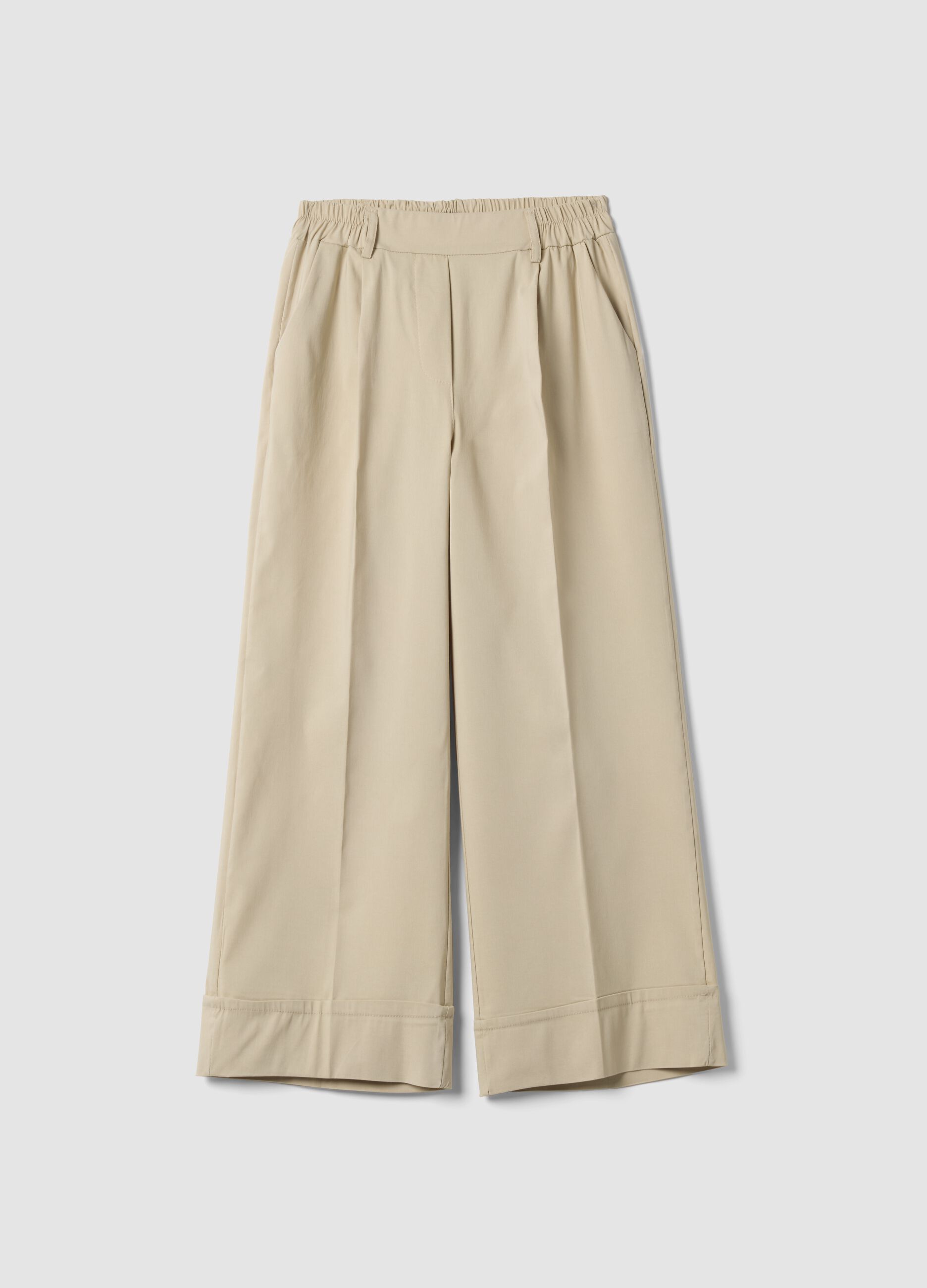 Beige stretch viscose palazzo trousers