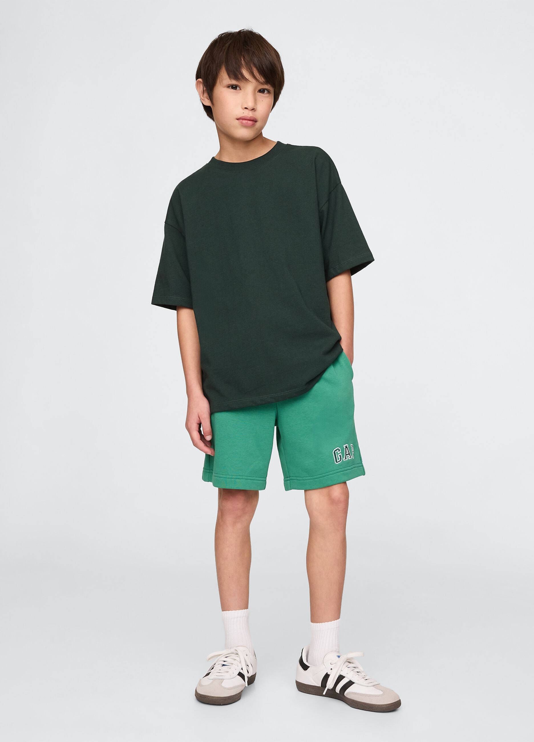 Green Cotton-Blend Shorts
