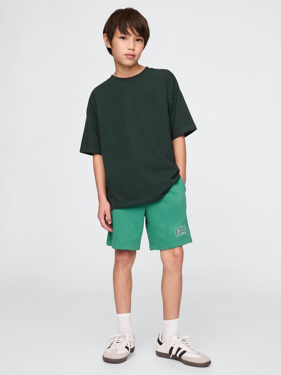 Green Cotton-Blend Shorts_0
