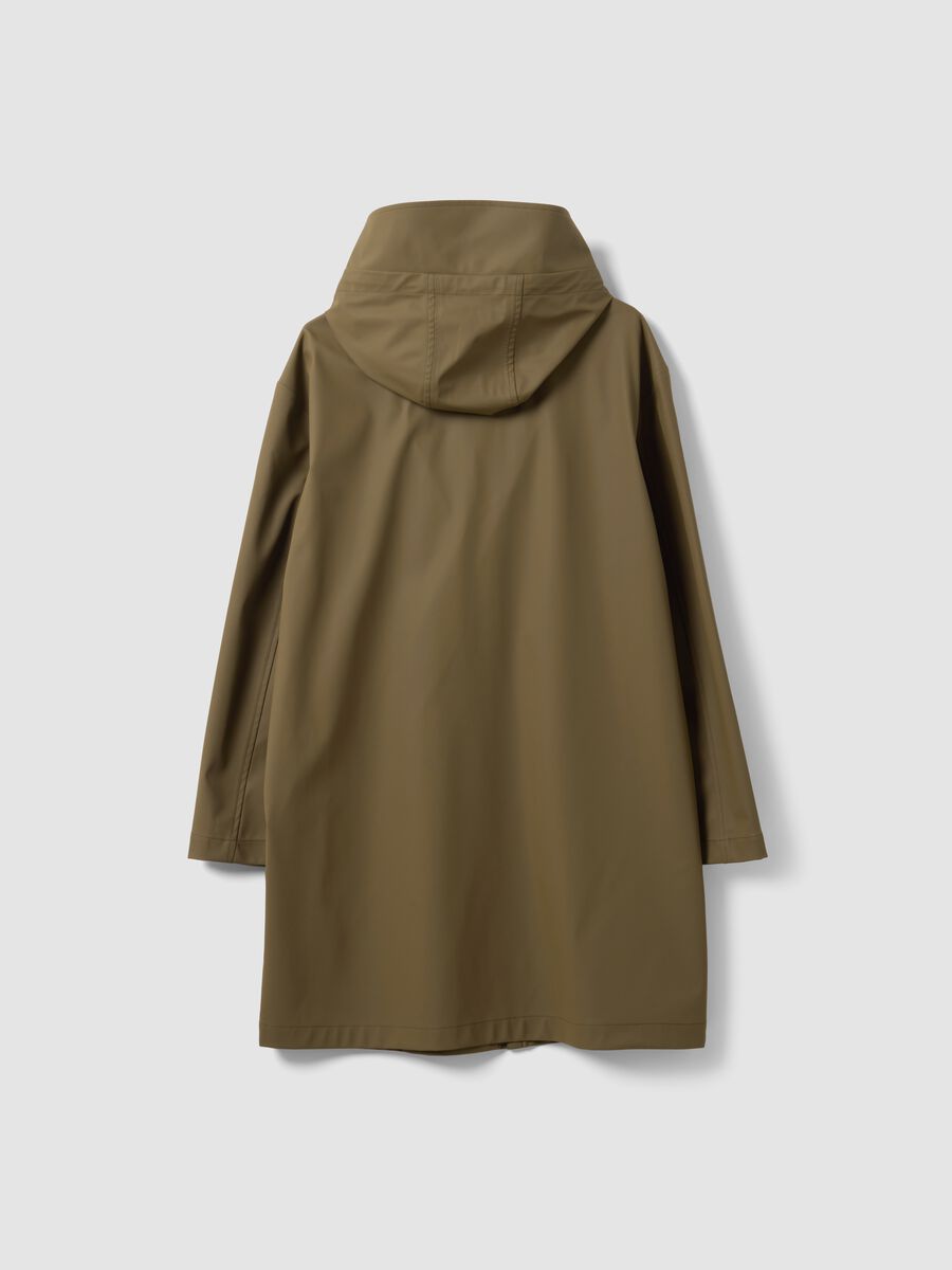 Giacca lunga verde con cappuccio e zip_5