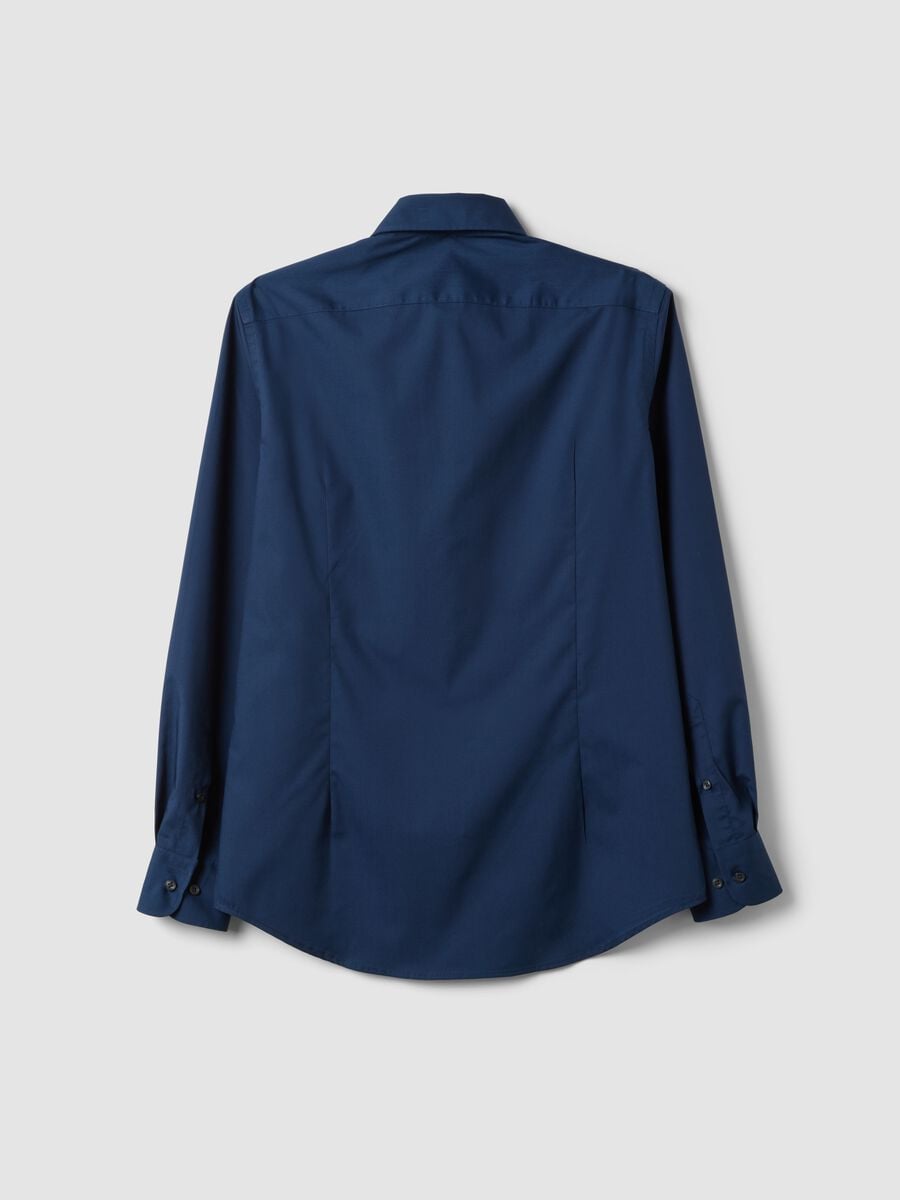 Camicia blu slim fit con collo button down easy iron_6