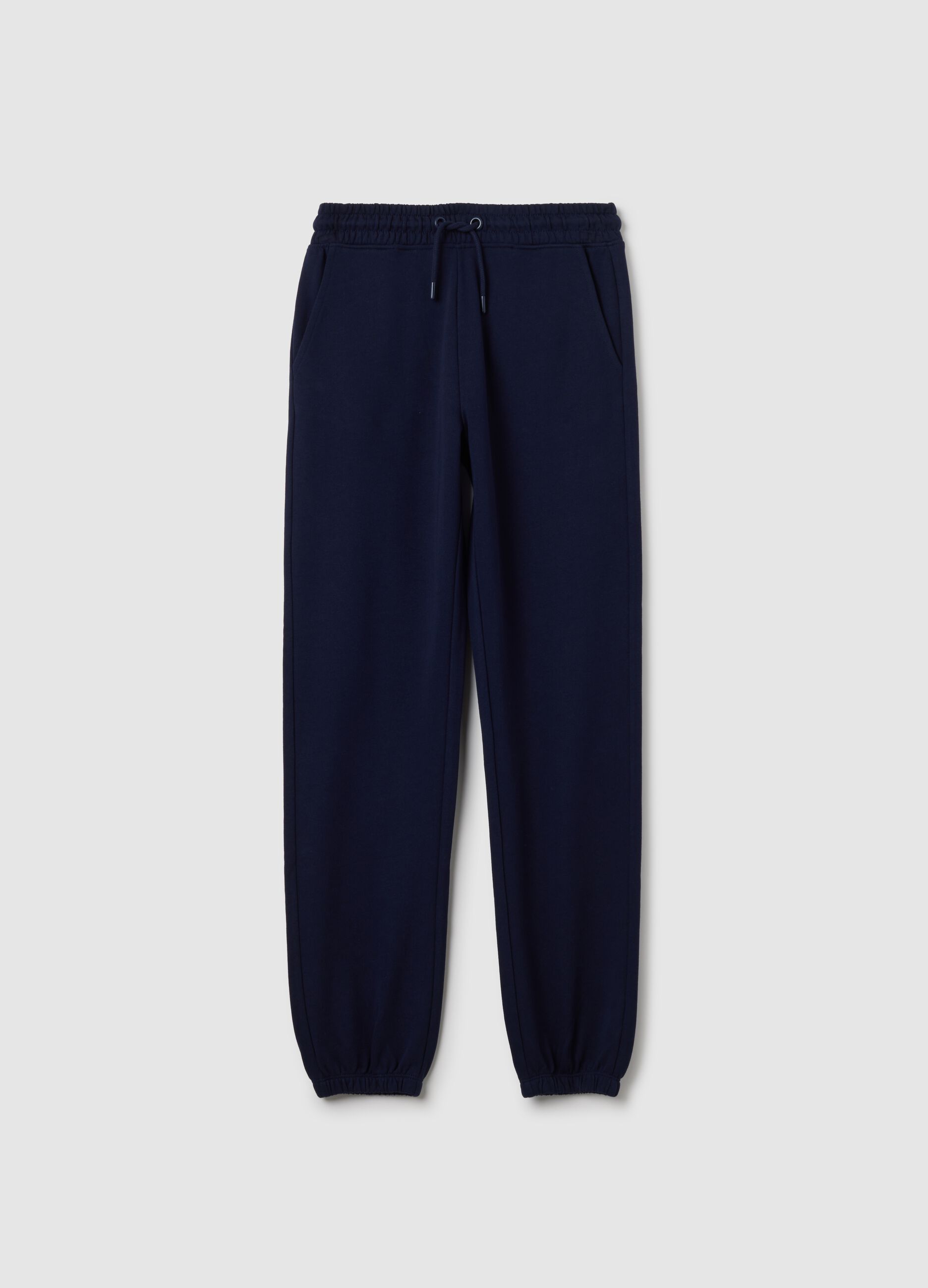 Girls' blue pure cotton trousers regular fit