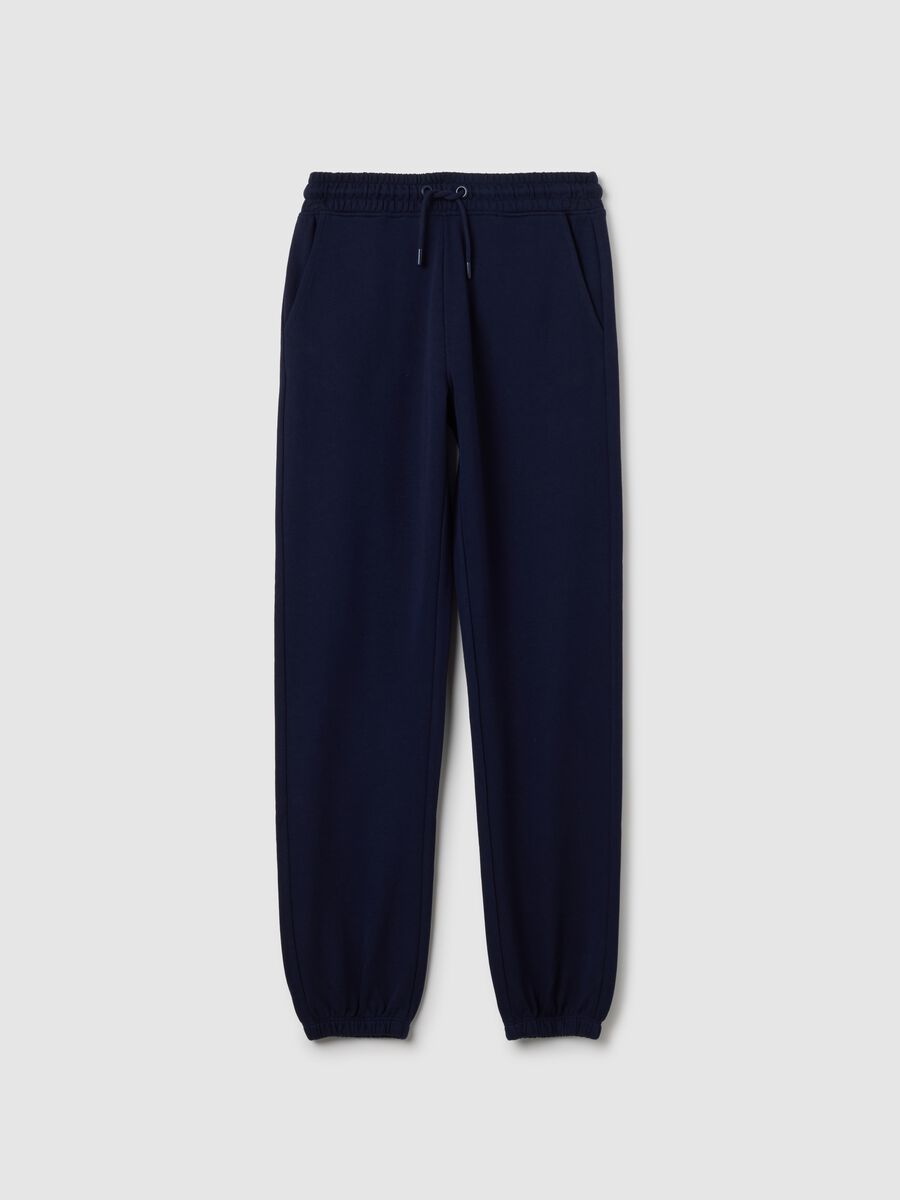 Girls' blue pure cotton trousers regular fit_0
