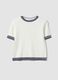 White viscose-blend T-shirt with contrast trims_0