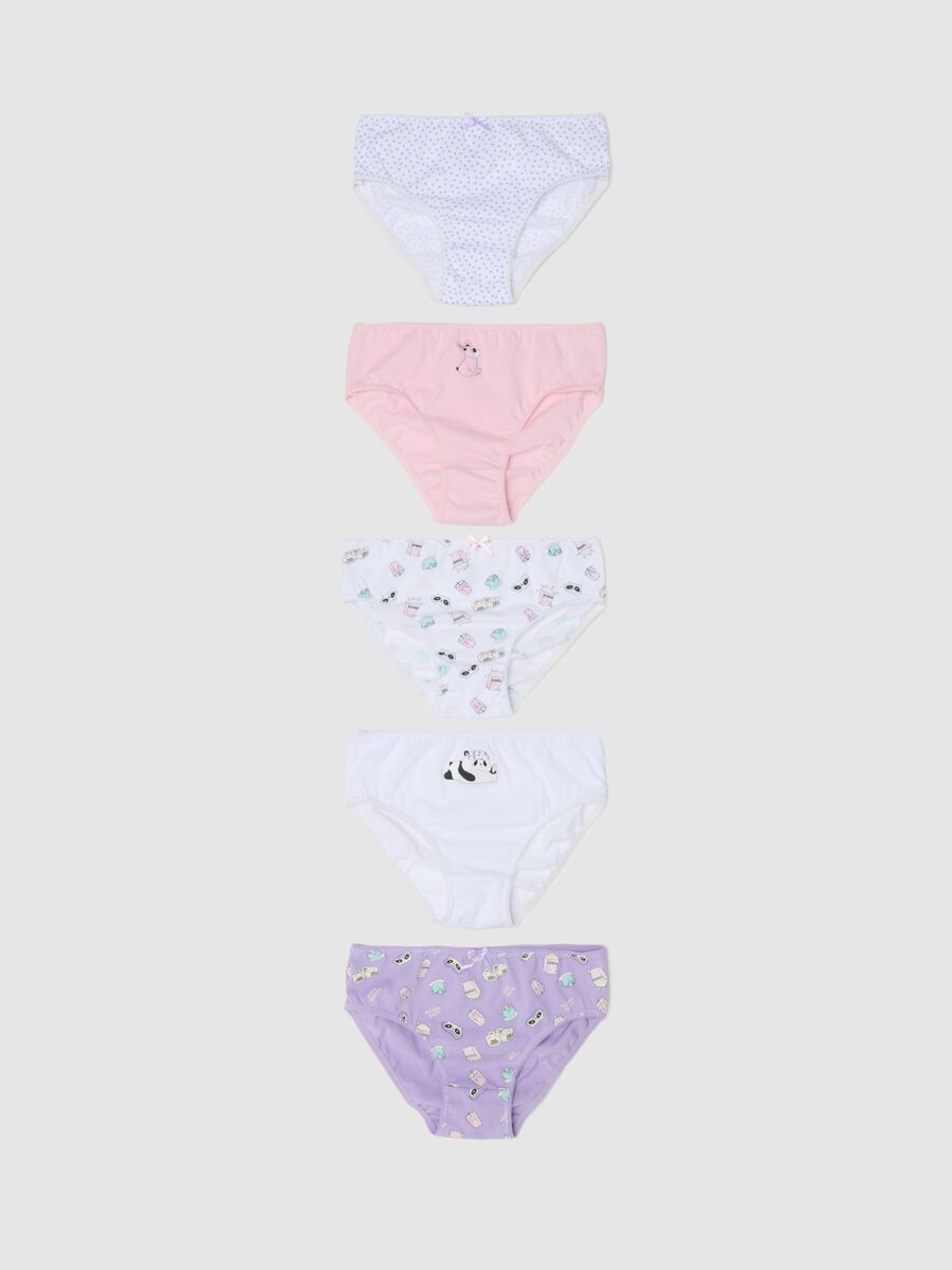 Five-pack briefs in cotton with bow and print_0