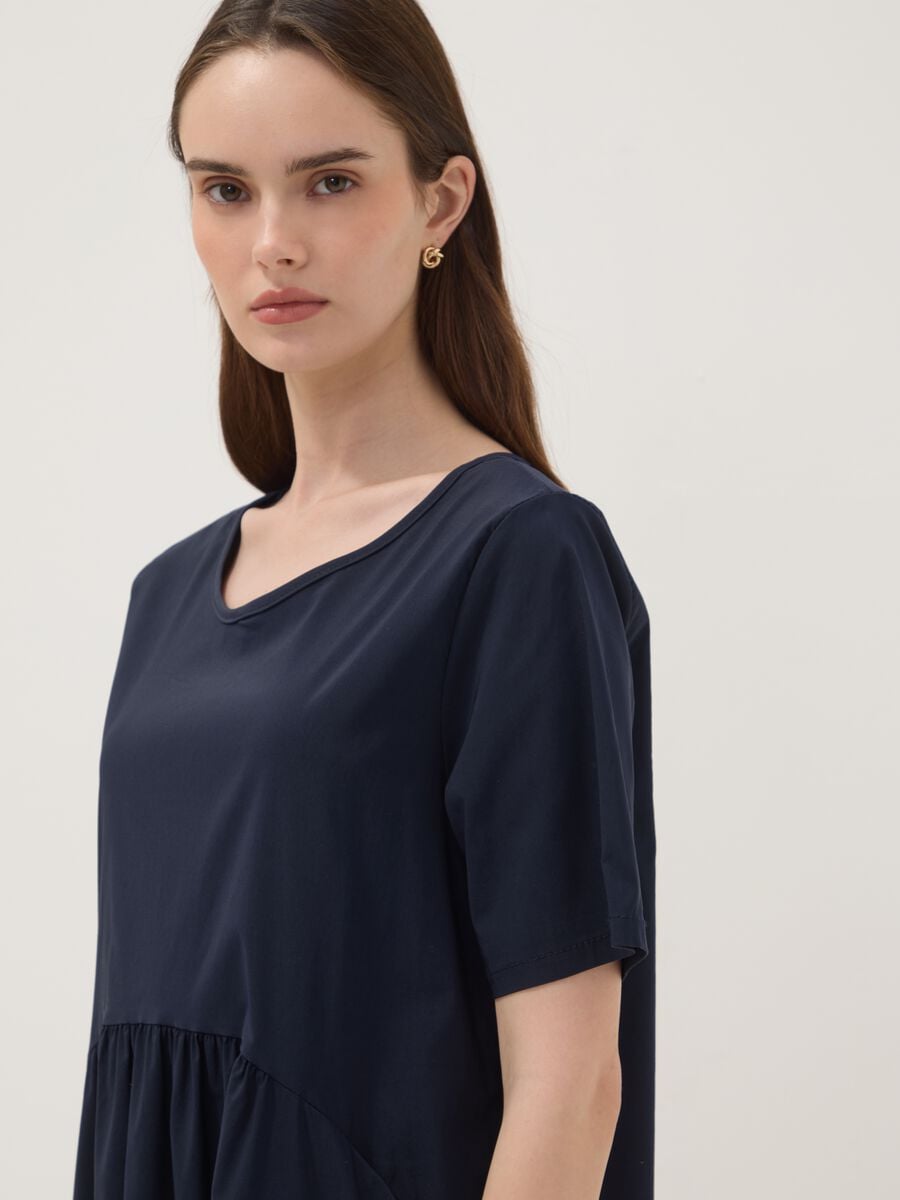 Blue midi dress in stretch viscose, regular fit_2
