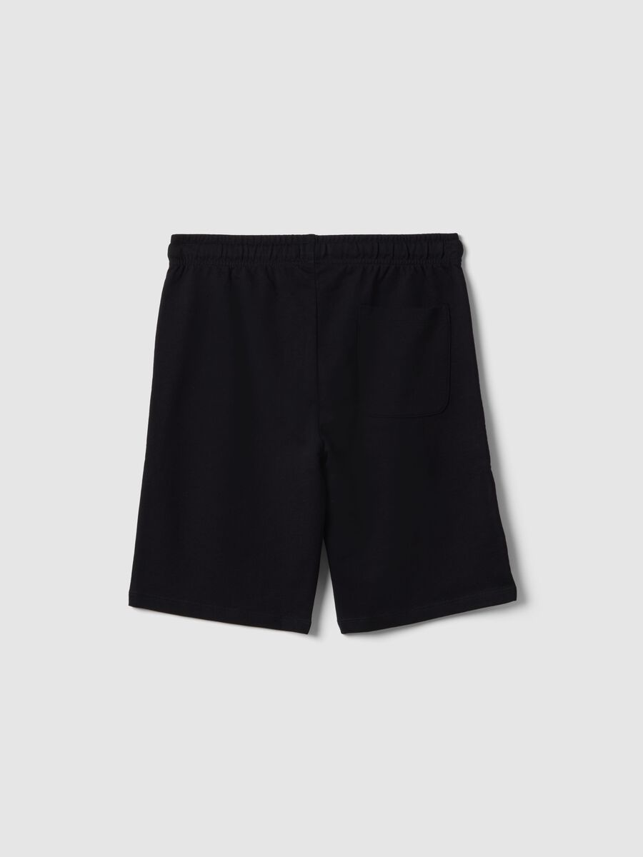 Boy's black pure cotton shorts with regular fit_4