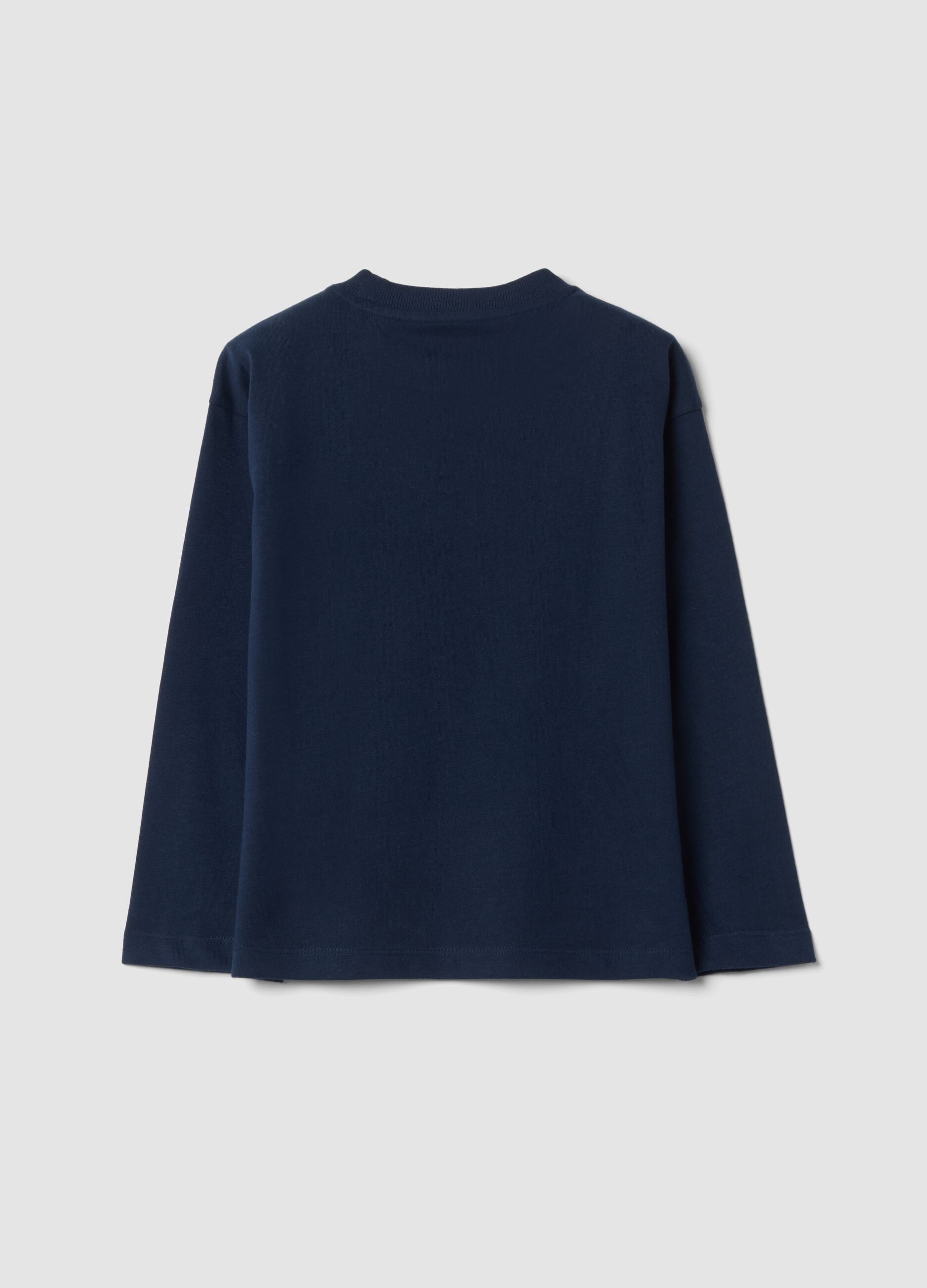 Blue oversized pure cotton crew-neck T-shirt with Mario Kart print