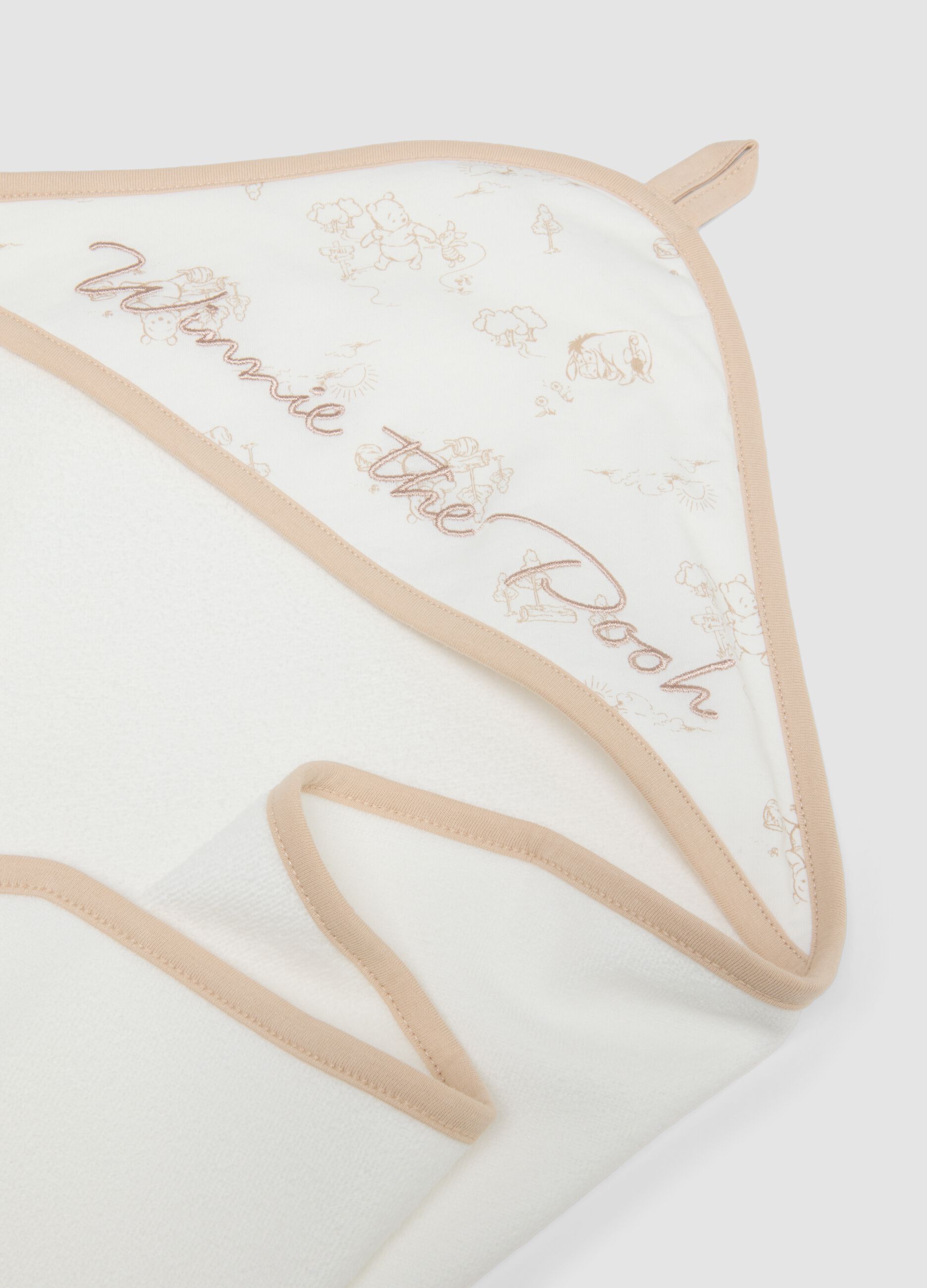 White organic cotton-blend baby hooded towel bathrobe Winnie the Pooh